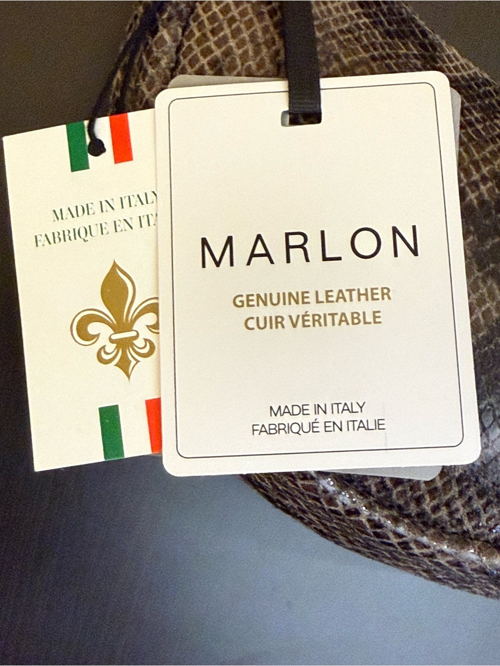 Marlon Made in Italy Genuine Leather Snake-Print Shoulder/Crossbody Purse NWT - Picture 3 of 10